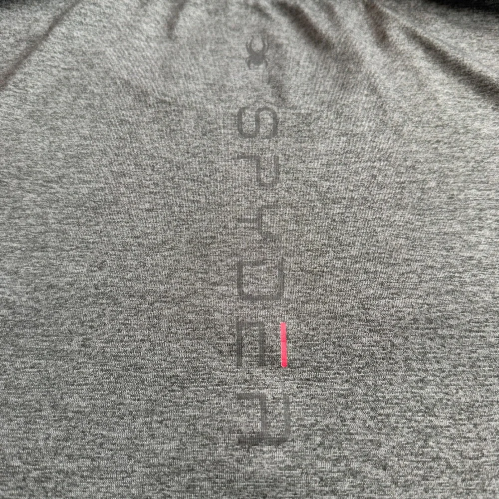 Spyder Swim Mens Rash‎ Guard Long Sleeve Charcoal Gray Heather Surf Shirt Logo